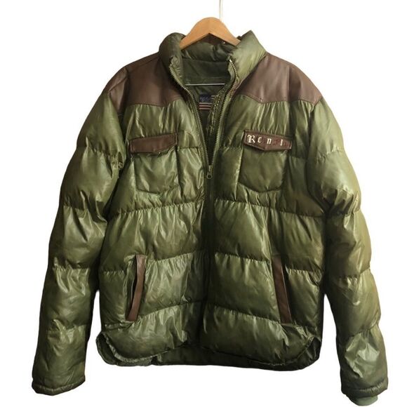 Rich n Fly Other - Rich n Fly XL Green Puffer Aviator Jacket.